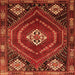 Round Machine Washable Persian Orange Traditional Area Rugs, wshtr862org