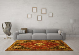 Machine Washable Persian Yellow Traditional Rug in a Living Room, wshtr862yw