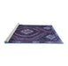 Sideview of Machine Washable Persian Blue Traditional Rug, wshtr862blu