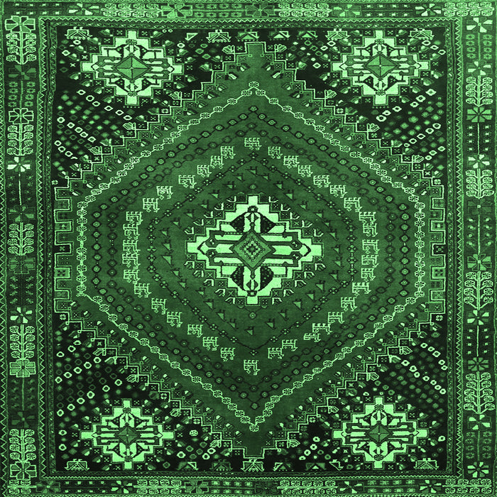 Square Machine Washable Persian Emerald Green Traditional Area Rugs, wshtr862emgrn