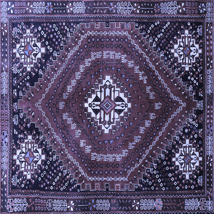 Square Machine Washable Persian Blue Traditional Rug, wshtr862blu