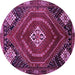 Round Machine Washable Persian Purple Traditional Area Rugs, wshtr862pur