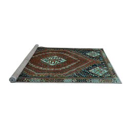 Sideview of Machine Washable Persian Light Blue Traditional Rug, wshtr862lblu