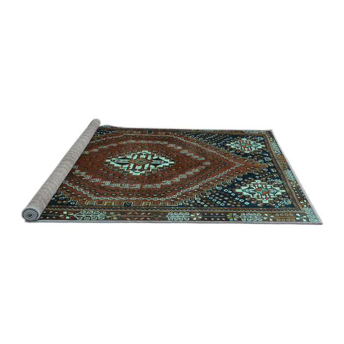 Sideview of Machine Washable Persian Light Blue Traditional Rug, wshtr862lblu