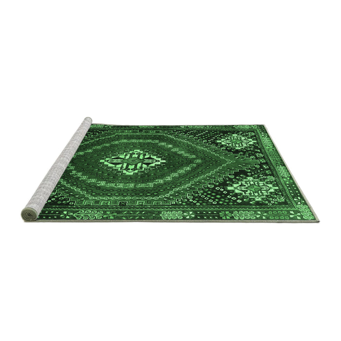 Sideview of Machine Washable Persian Emerald Green Traditional Area Rugs, wshtr862emgrn