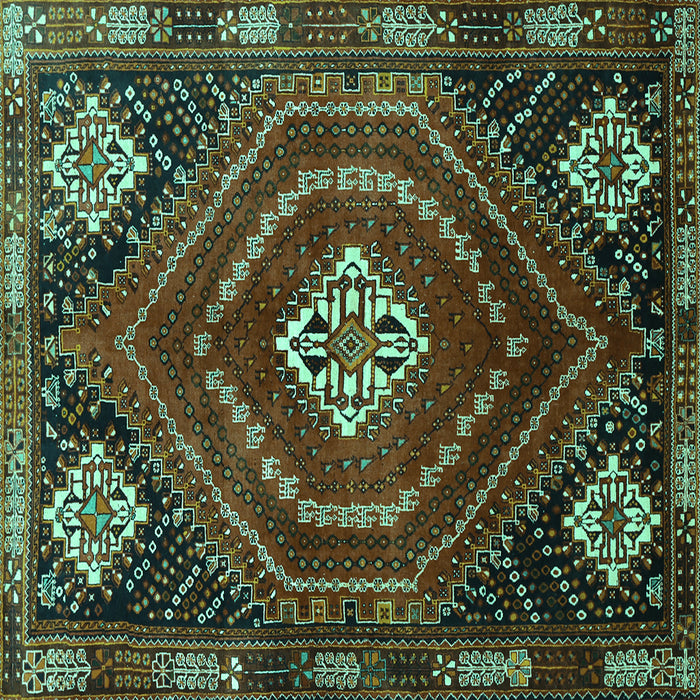 Square Machine Washable Persian Turquoise Traditional Area Rugs, wshtr862turq