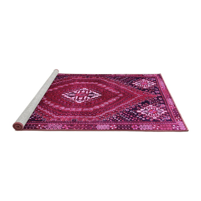 Sideview of Machine Washable Persian Pink Traditional Rug, wshtr862pnk