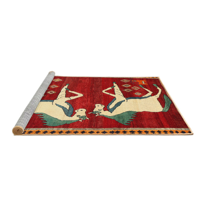 Sideview of Machine Washable Traditional Orange Brown Rug, wshtr863