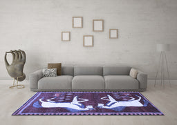 Machine Washable Animal Blue Traditional Rug in a Living Room, wshtr863blu