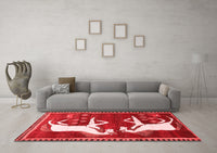 Machine Washable Animal Red Traditional Rug, wshtr863red