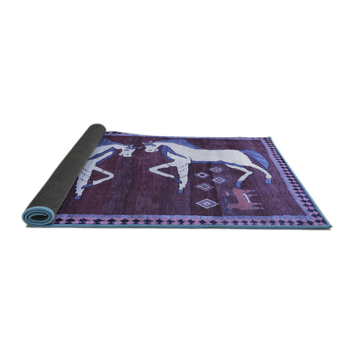 Sideview of Animal Blue Traditional Rug, tr863blu