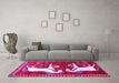 Machine Washable Animal Pink Traditional Rug in a Living Room, wshtr863pnk