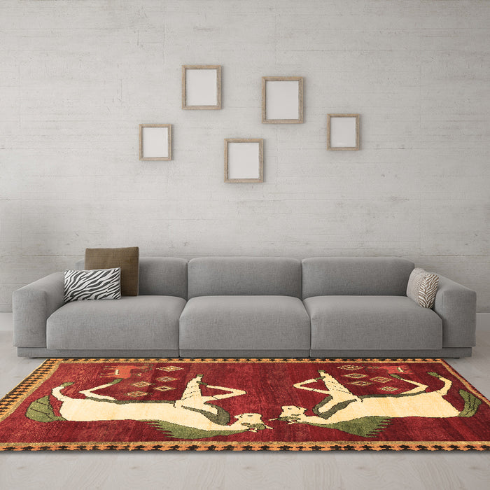 Machine Washable Animal Brown Traditional Rug in a Living Room,, wshtr863brn