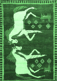 Animal Emerald Green Traditional Rug, tr863emgrn