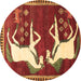 Round Animal Brown Traditional Rug, tr863brn