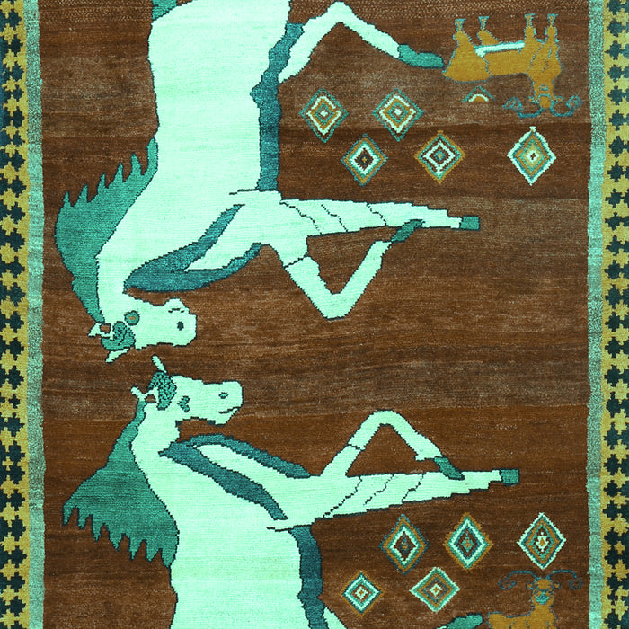 Animal Turquoise Traditional Rug, tr863turq