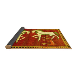 Sideview of Animal Yellow Traditional Rug, tr863yw