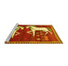 Sideview of Machine Washable Animal Yellow Traditional Rug, wshtr863yw