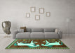 Machine Washable Animal Turquoise Traditional Area Rugs in a Living Room,, wshtr863turq