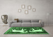 Machine Washable Animal Emerald Green Traditional Area Rugs in a Living Room,, wshtr863emgrn