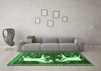 Machine Washable Animal Emerald Green Traditional Rug, wshtr863emgrn