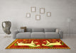 Machine Washable Animal Yellow Traditional Rug in a Living Room, wshtr863yw