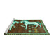 Sideview of Machine Washable Animal Turquoise Traditional Area Rugs, wshtr863turq