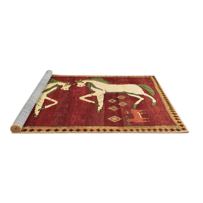 Sideview of Machine Washable Animal Brown Traditional Rug, wshtr863brn