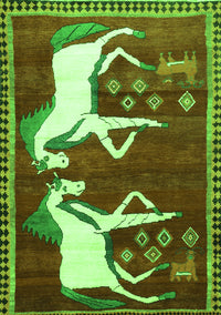 Animal Green Traditional Rug, tr863grn