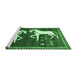 Sideview of Machine Washable Animal Emerald Green Traditional Area Rugs, wshtr863emgrn