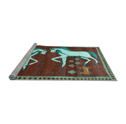 Sideview of Machine Washable Animal Light Blue Traditional Rug, wshtr863lblu