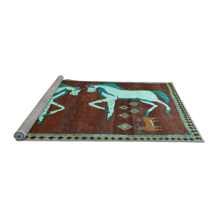 Sideview of Machine Washable Animal Light Blue Traditional Rug, wshtr863lblu