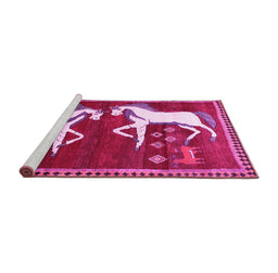 Sideview of Machine Washable Animal Pink Traditional Rug, wshtr863pnk