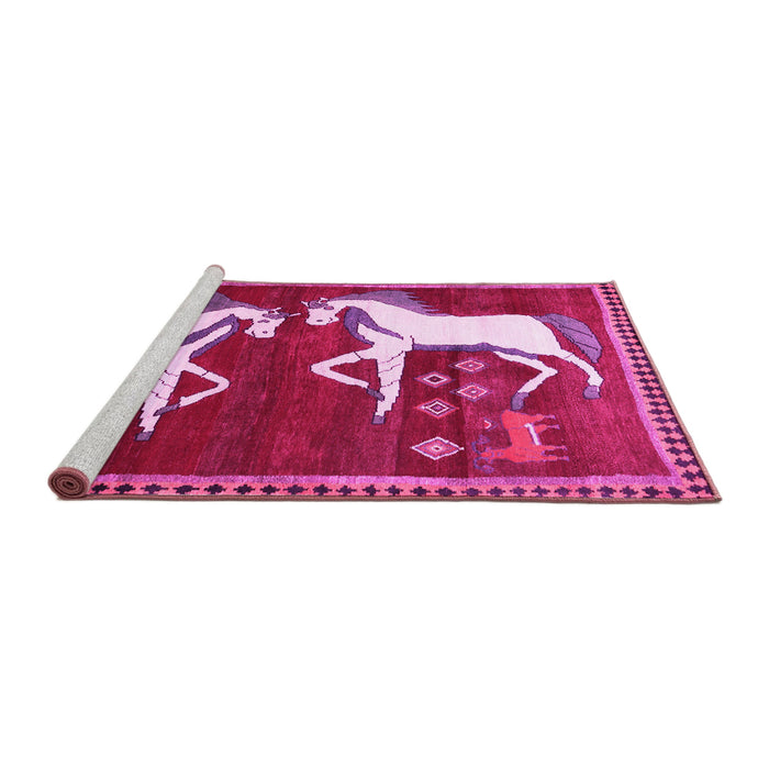 Sideview of Machine Washable Animal Pink Traditional Rug, wshtr863pnk