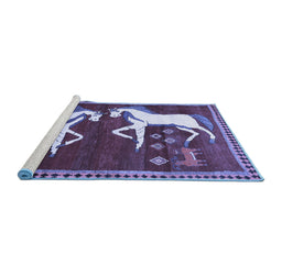 Sideview of Machine Washable Animal Blue Traditional Rug, wshtr863blu
