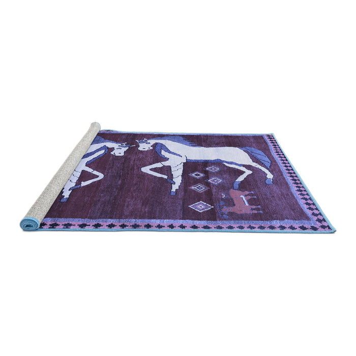 Sideview of Machine Washable Animal Blue Traditional Rug, wshtr863blu