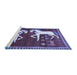 Sideview of Machine Washable Animal Blue Traditional Rug, wshtr863blu