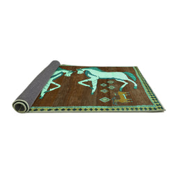 Sideview of Animal Turquoise Traditional Rug, tr863turq