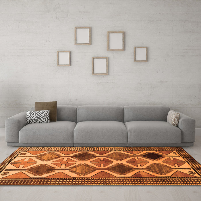 Machine Washable Persian Orange Traditional Area Rugs in a Living Room, wshtr864org