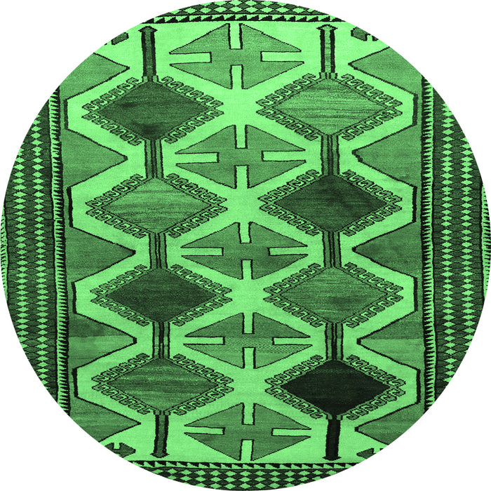 Round Persian Emerald Green Traditional Rug, tr864emgrn