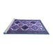 Sideview of Machine Washable Persian Blue Traditional Rug, wshtr864blu