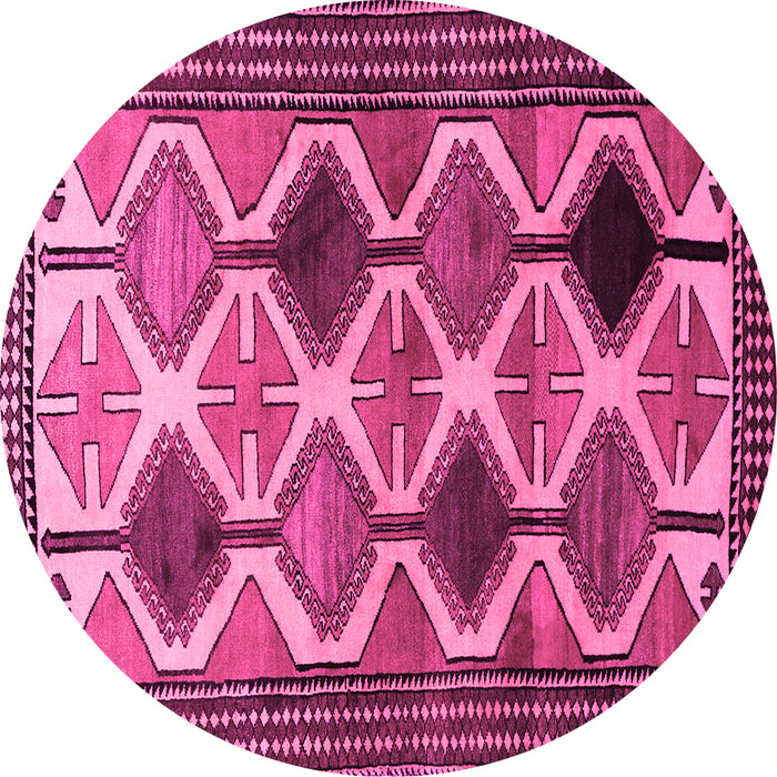 Round Machine Washable Persian Pink Traditional Rug, wshtr864pnk