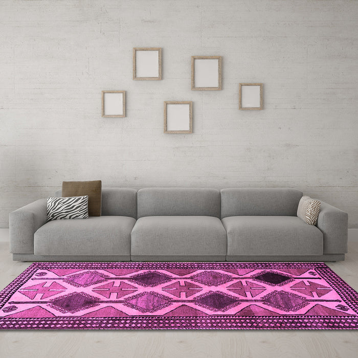 Machine Washable Persian Purple Traditional Area Rugs in a Living Room, wshtr864pur