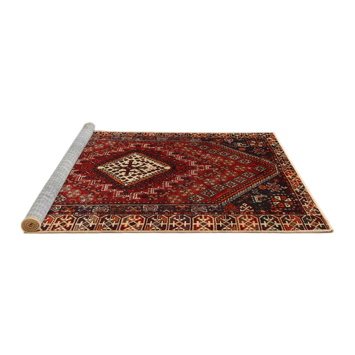 Sideview of Machine Washable Traditional Tomato Red Rug, wshtr865