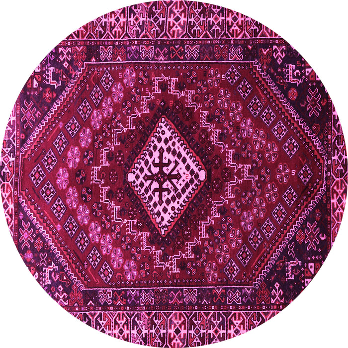 Round Machine Washable Persian Pink Traditional Rug, wshtr865pnk