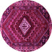 Round Machine Washable Persian Pink Traditional Rug, wshtr865pnk