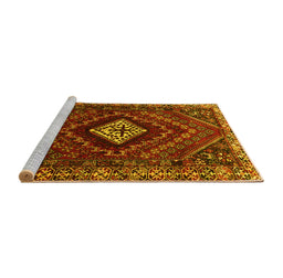 Sideview of Machine Washable Persian Yellow Traditional Rug, wshtr865yw