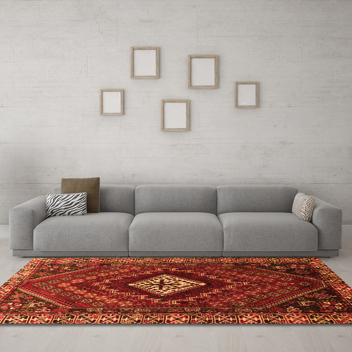 Machine Washable Persian Orange Traditional Area Rugs in a Living Room, wshtr865org
