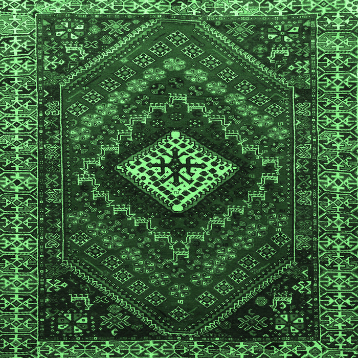 Square Machine Washable Persian Emerald Green Traditional Area Rugs, wshtr865emgrn