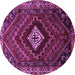 Round Machine Washable Persian Purple Traditional Area Rugs, wshtr865pur